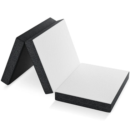 4 Inch Folding Mattress, Tri-fold Memory Foam Mattress Topper for Camping, Foldable Mattress Topper with Washable Cover,